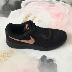 Black Nike Shoes with Rose Gold Swoosh